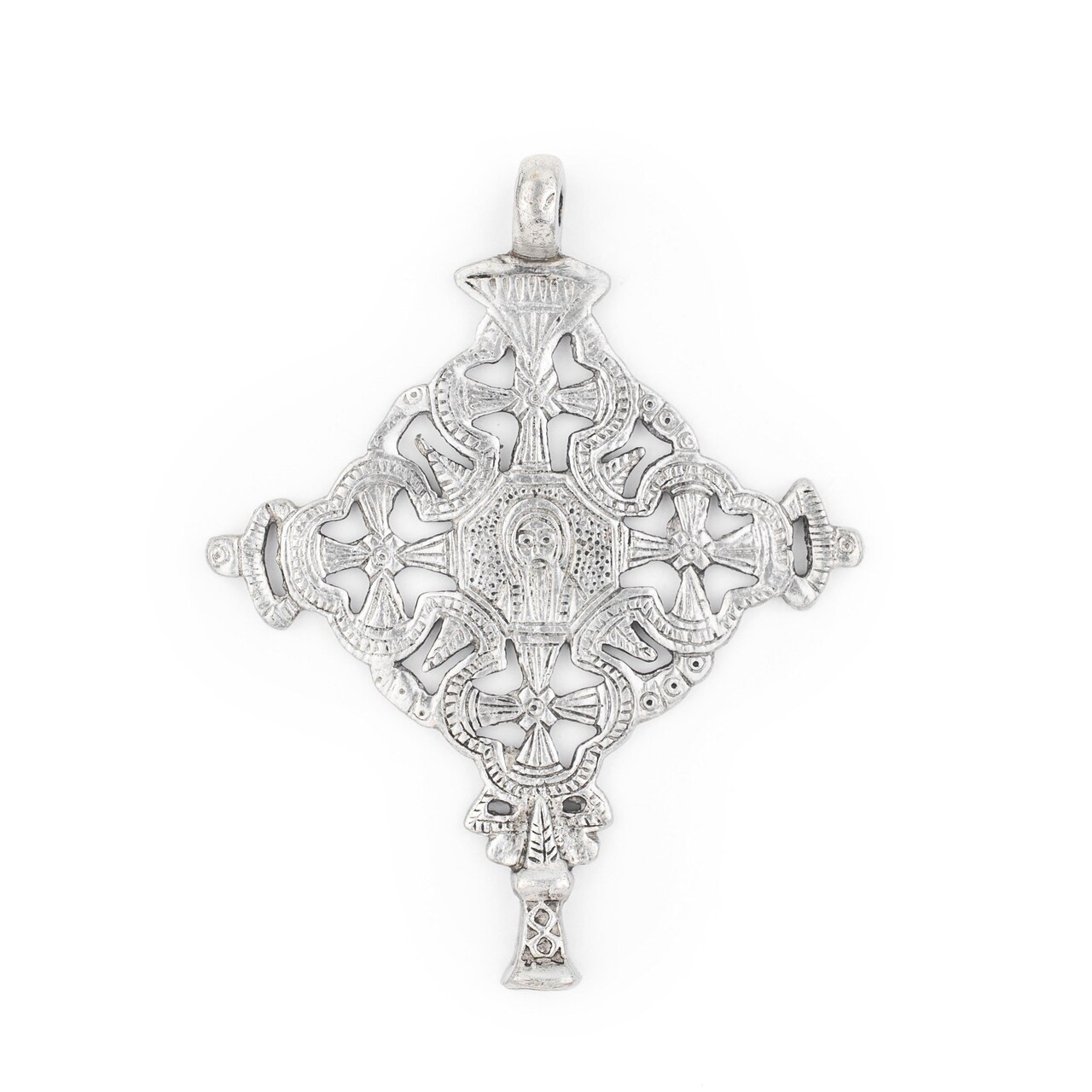 The Bead Chest Silver Ethiopian Coptic Cross Pendant, African Abyssinian Design, Orthodox Christian Pendant for Jewelry